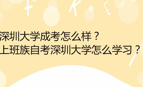 深圳大学成考怎么样？上班族自考深圳大学怎么学习？